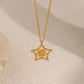 Star Zircon Necklace [304 Stainless Steel,18K Gold Plated]