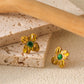 Flower Green Enamel Ear Studs [304 Stainless Steel,18K Gold Plated]