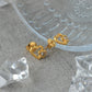 Double Heart Shape Zircon Earrings [304 Stainless Steel,14K Gold Plated]