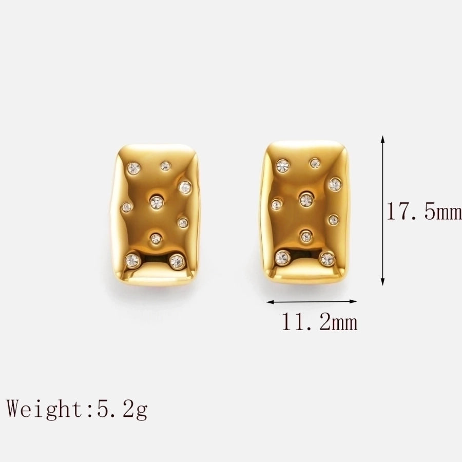 Square Zircon Drop Earrings [304 Stainless Steel,18K Gold Plated]