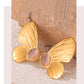 Pink Stone Oval Wings Butterfly Earrings [304 Stainless Steel,18K Gold Plated]