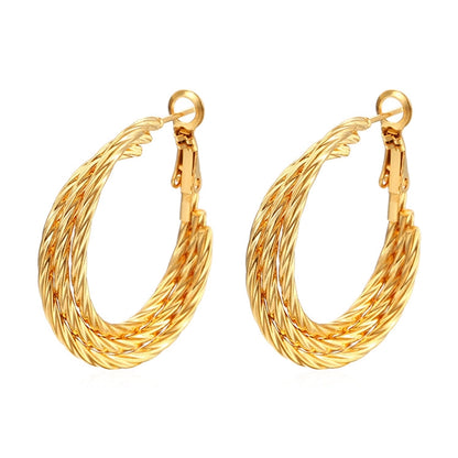 Layered Twist Hoop Earrings [304 Stainless Steel]