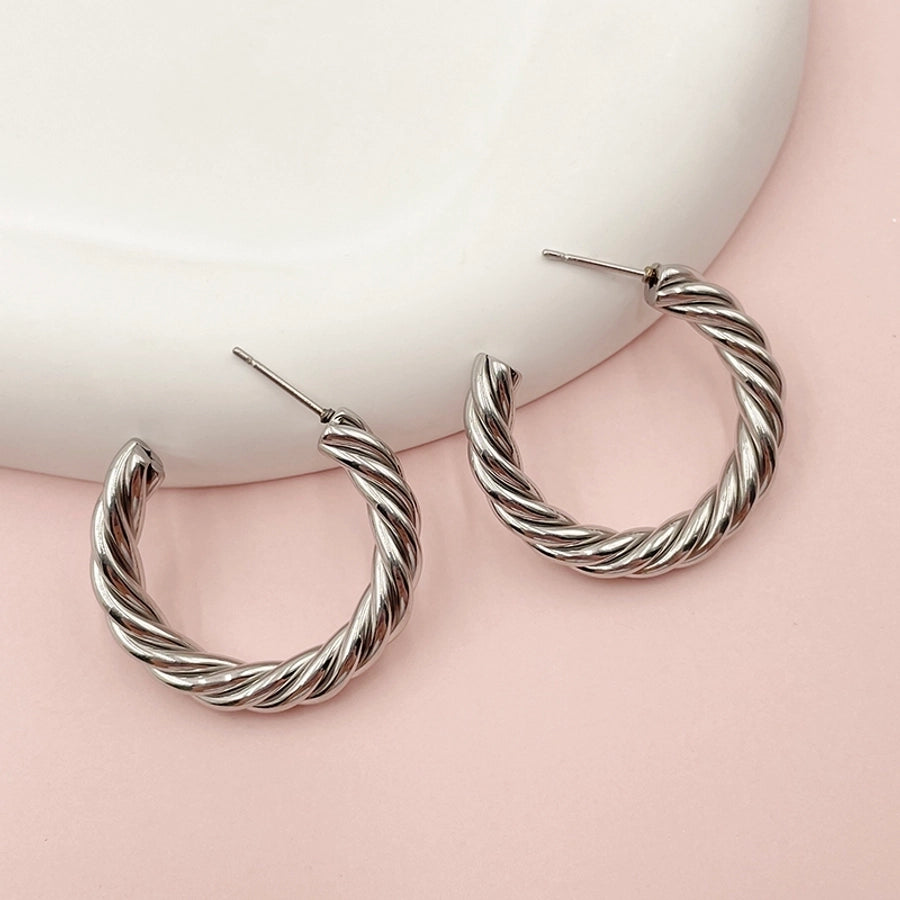 Twist Braid Hoop Earrings [304 Stainless Steel,14K Gold Plated]