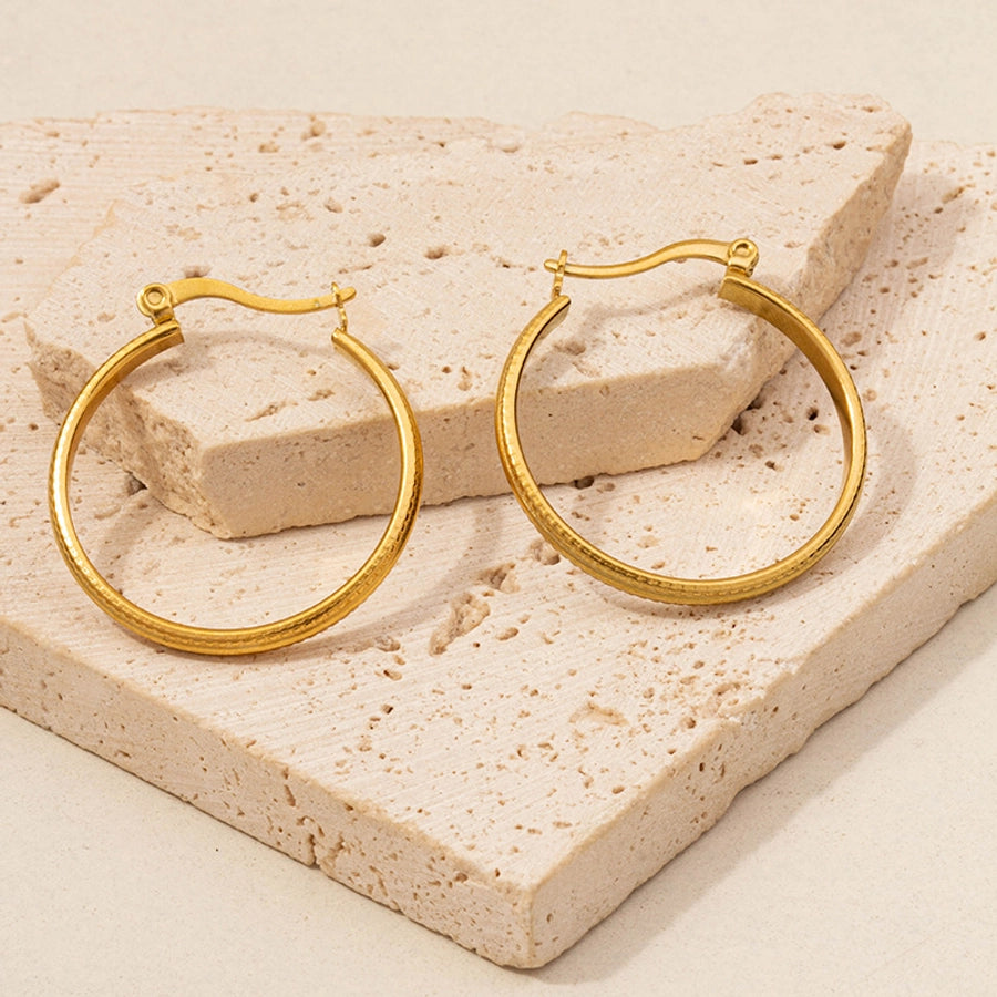 U Shape Circle Hoop Earrings [304 Stainless Steel,18K Gold Plated]