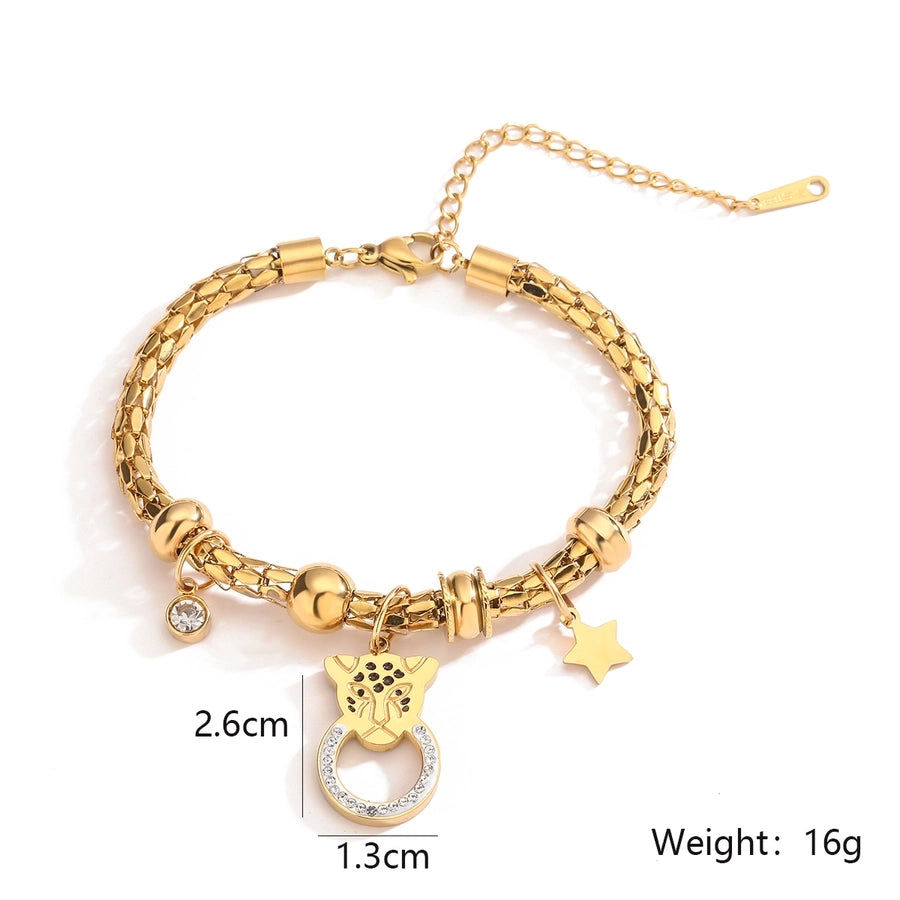 Box Chain Symbols Bracelets [304 Stainless Steel,18K Gold Plated]