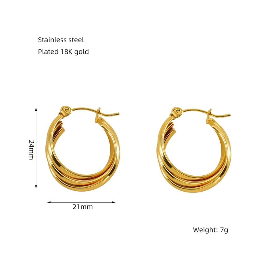 Geometric Solid Color  Hoop Earrings [304 Stainless Steel,18K Gold Plated]