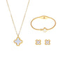 Four Leaf Clover Acrylic Jewelry Sets [304 Stainless Steel, 18K Gold Plated]