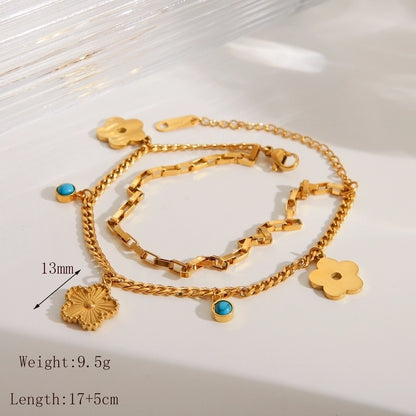 Star/Flower Bracelet/Necklace [304 Stainless Steel, 18K Gold Plated]