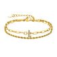 Letter Zircon Bracelets [201 Stainless Steel,Copper,18K Gold Plated]