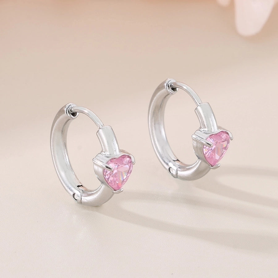 Commute Heart Shape Colored Rhinestone Earrings [304 Stainless Steel,18K Gold Plated]