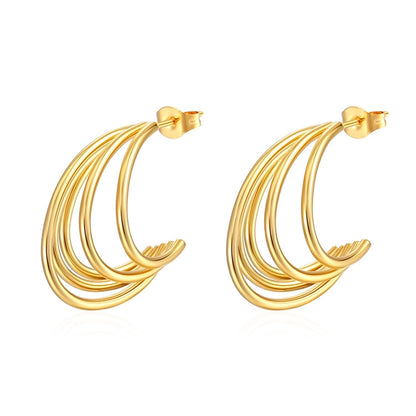 Multilayered Hoop Earrings [304 Stainless Steel]