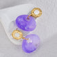 Purple Stone Earrings [304 Stainless Steel,18K Gold Plated]