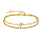 Letter Zircon Bracelets [201 Stainless Steel,Copper,18K Gold Plated]