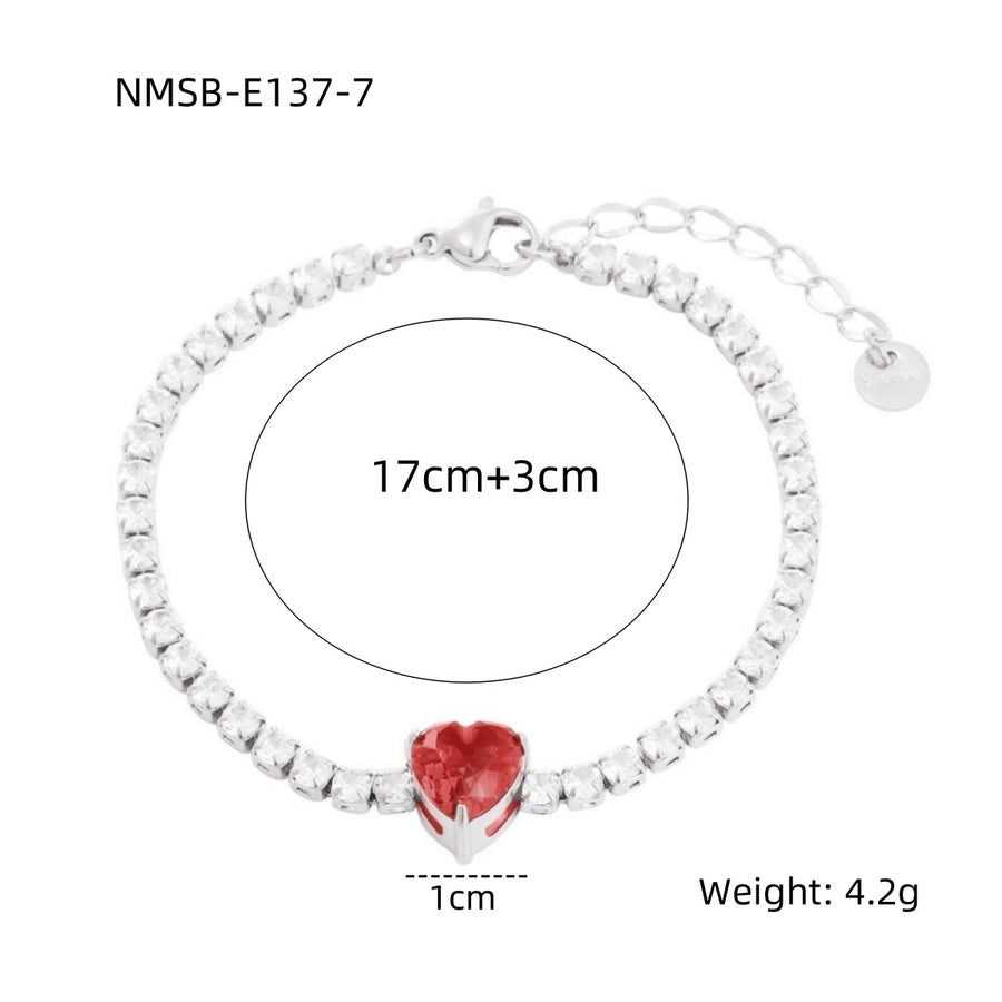 Heart Shape Rhinestones Bracelets [304 Stainless Steel]