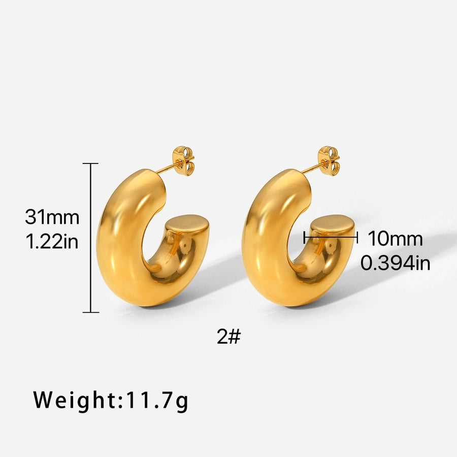 Mix Design Earrings [304 Stainless Steel,18K Gold Plated]