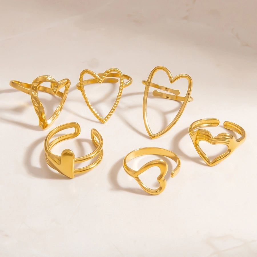 Heart Shape Open Rings  [304 Stainless Steel]