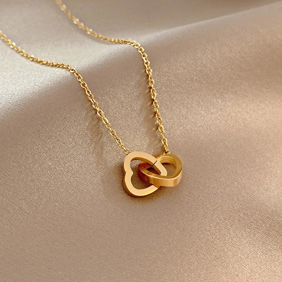 Connected Heart Necklace [304 Stainless Steel,18K Gold Plated]