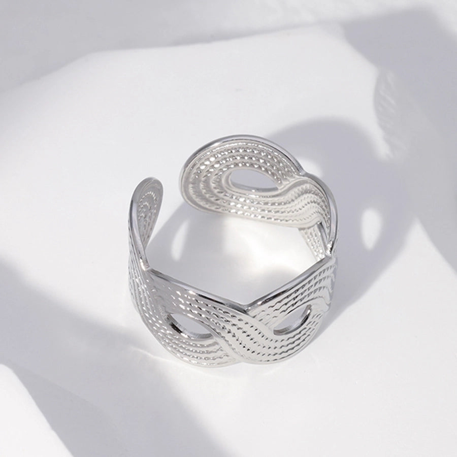 Bølger Criss Cross Open Ring [Rustfrit stål]