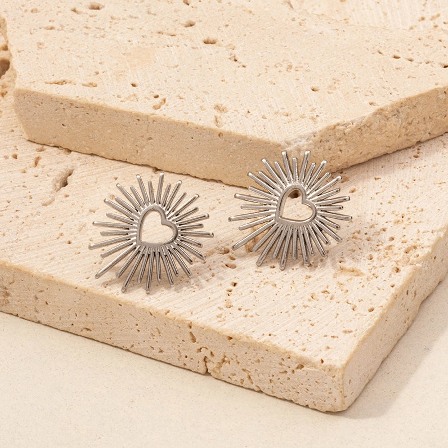 Round Style Sun Moon Earrings [304 Stainless Steel,18K Gold Plated]