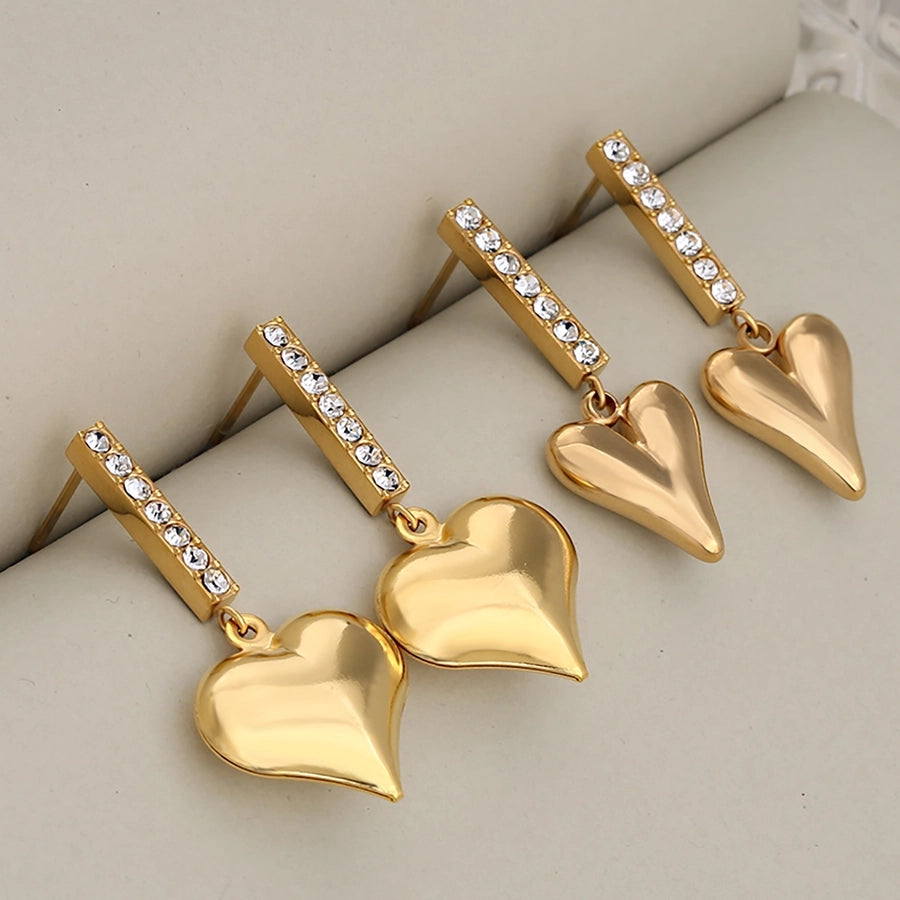 Pendientes en forma de corazón [304 acero inoxidable, 18k dorado chapado]