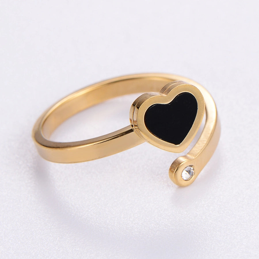 Anello acrilico a forma di cuore [304 in acciaio inossidabile 18k oro placcato]