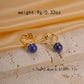 Blue Round Rhombus Epoxy Natural Stone Earrings [304 Stainless Steel,14K Gold Plated]