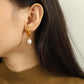 Freshwater Pearl Oval Drop Earrings [304 Stainless Steel,18K Gold Plated]