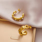 C Shape Sun Inlay Artificial Pearls Earrings [304 Stainless Steel,18K Gold Plated]