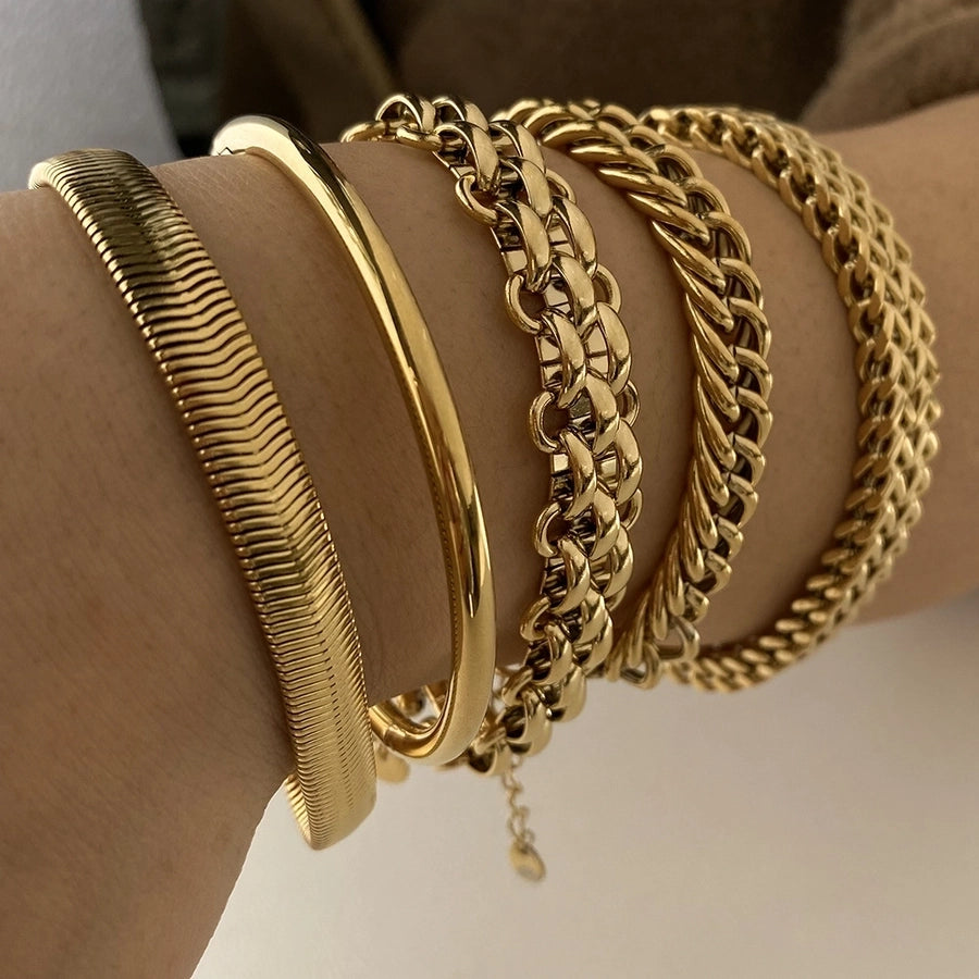 Thick Chain Bracelets [304 Stainless Steel,16K Gold Plated]