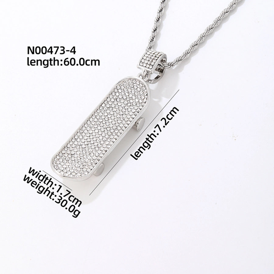 Skateboard Zircon Necklace [304 Stainless Steel Copper]