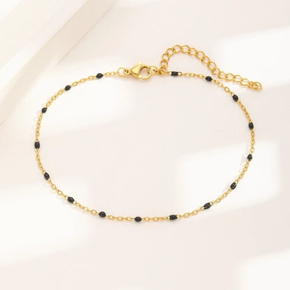 Colored Beads Anklet [Stainless Steel]