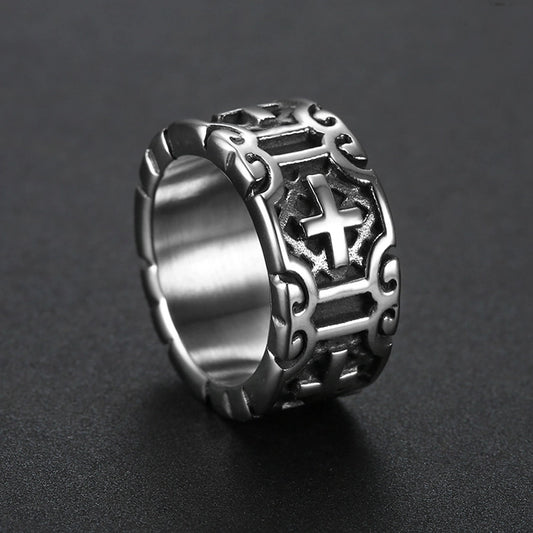 Hip-hop punk cross ring [304 rustfritt stål]