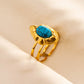 Ethnic Style Artificial Gemstones Ring [304 Stainless Steel 18K Gold Plated]