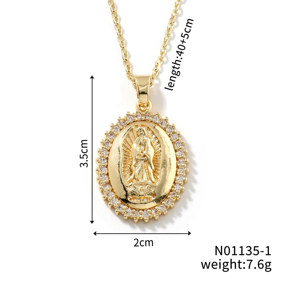 Vintage StyleVirgin Mary Pendant Necklace [304 Stainless Steel,Copper]