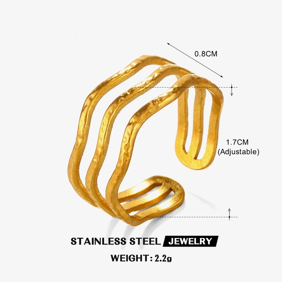 Irregular Lines Ring [304 Stainless Steel 18K Gold Plated]