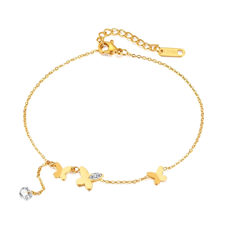 Butterfly Zircon Anklet [Stainless Steel]