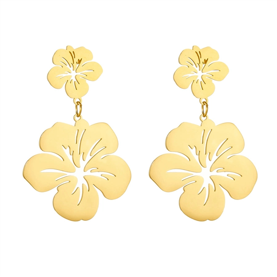 Bali Flower Hollow Earrings [304 Stainless Steel,18K Gold Plated]