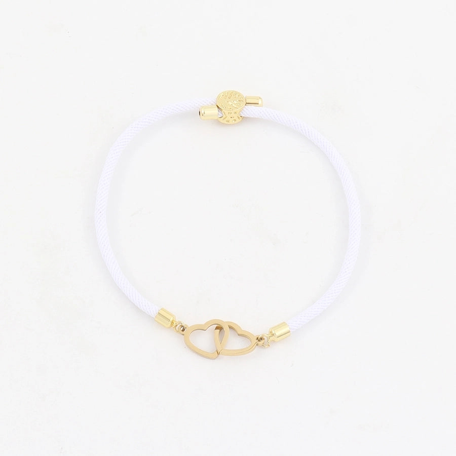 Double Heart  Nylon Woven Chain String Bracelet [304 Stainless Steel]