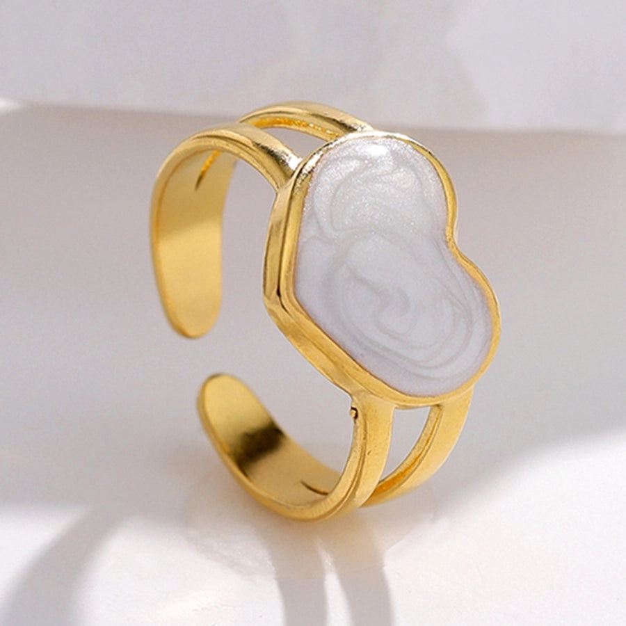 Heart Enamel Open Ring [Stainless Steel]