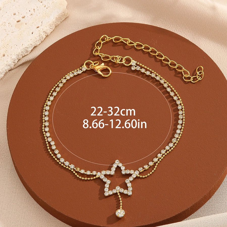 Star Rhinestones Anklet [304 Stainless Steel]