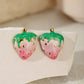 Strawberry Enamel Earrings [304 Stainless Steel,18K Gold Plated]