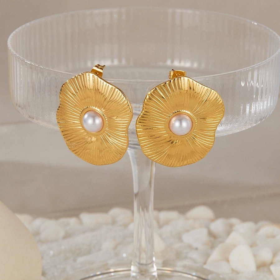 Leaf Plating Earrings [304 Stainless Steel,18K Gold Plated]