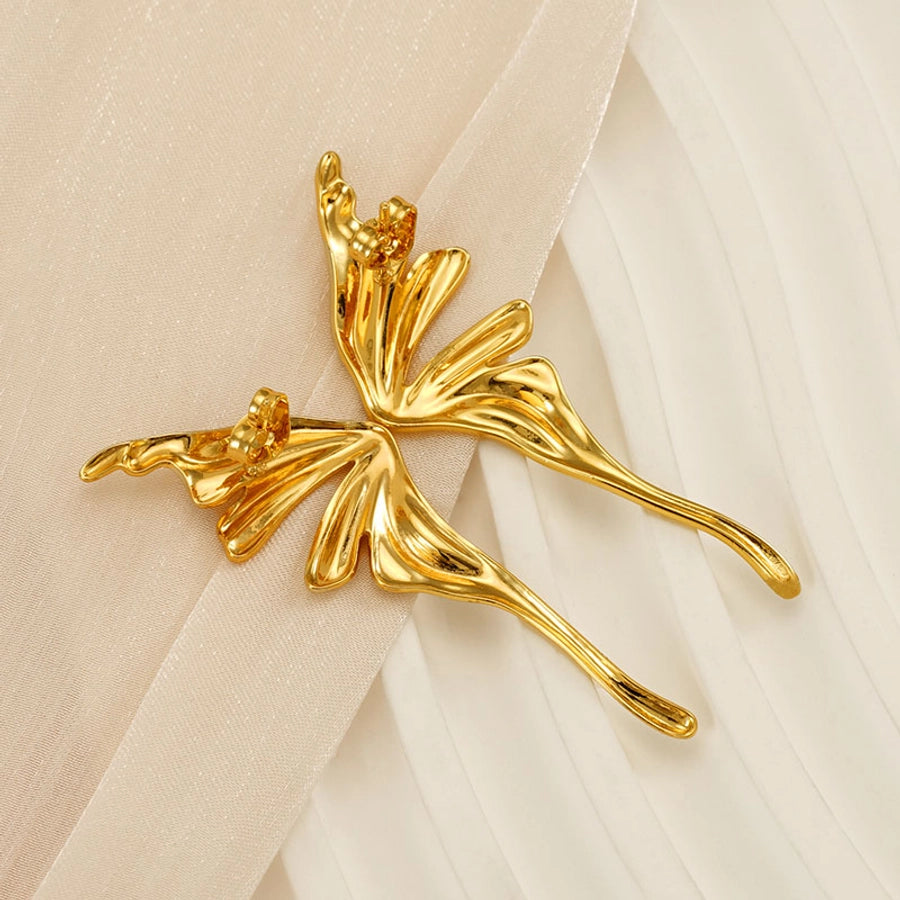 Gold Wings Butterfly Earrings [304 Stainless Steel,18K Gold Plated]