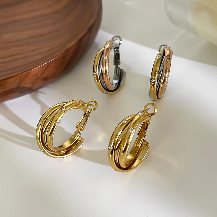 Commute Circle Hoop Earrings [316L Stainless Steel,18K Gold Plated]