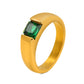 Green White Zircon Ring [304 Stainless Steel 18K Gold Plated]