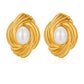 Baroque Oval Natural Stone Earrings [304 Stainless Steel,18K Gold Plated]