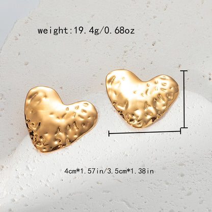 Wide Heart Earrings [304 Stainless Steel,14K Gold Plated]