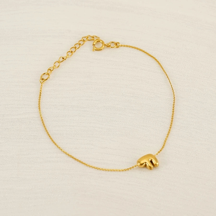 Bracelet de lettre de style simple [304 en acier inoxydable, 18 carats en or]