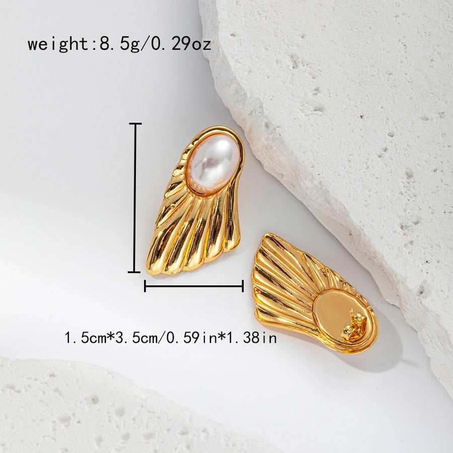 Mix Pearl Designs Earrings [304 Stainless Steel,14K Gold Plated]