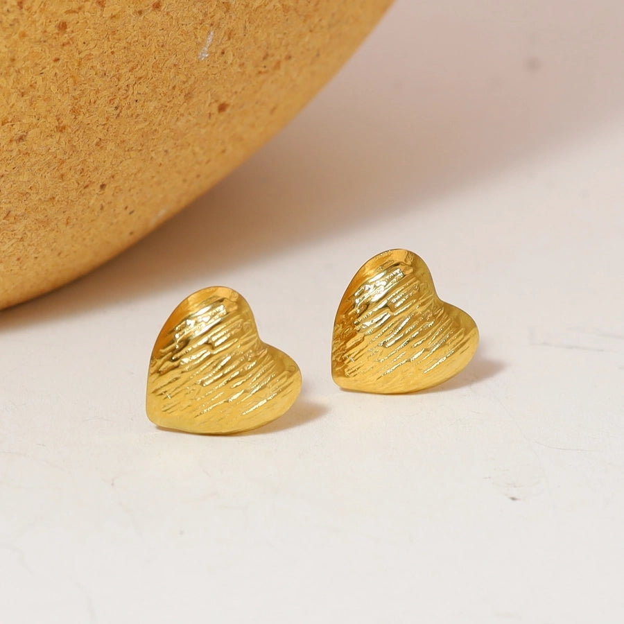 Heart Shape Earrings [304 Stainless Steel,18K Gold Plated]